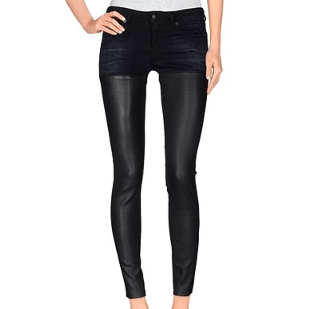 R13 Black denim leather pants, 27